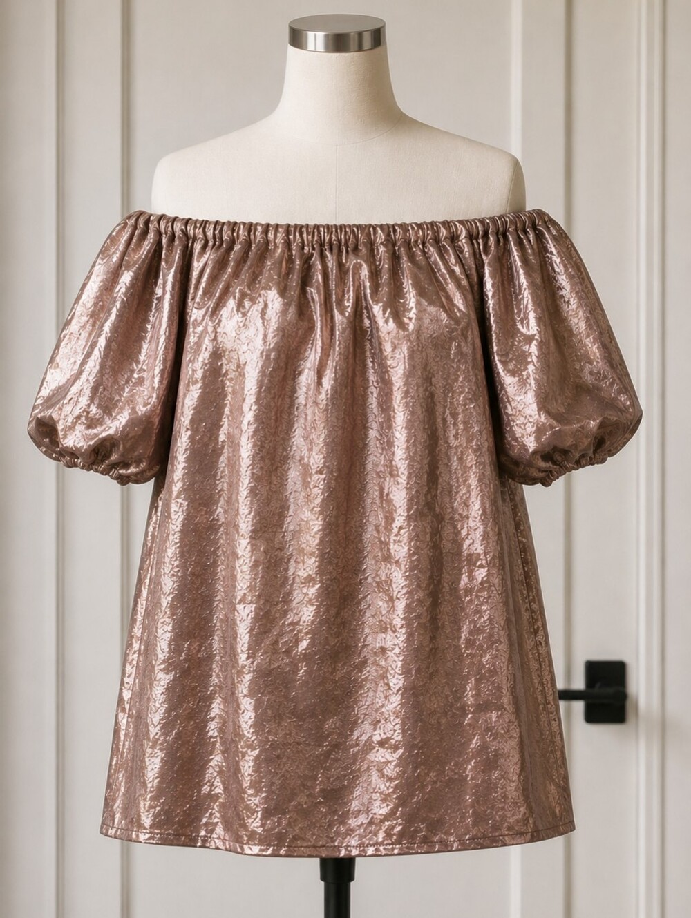 Mare Mare Off the shoulder Lined Satin Mini Dress